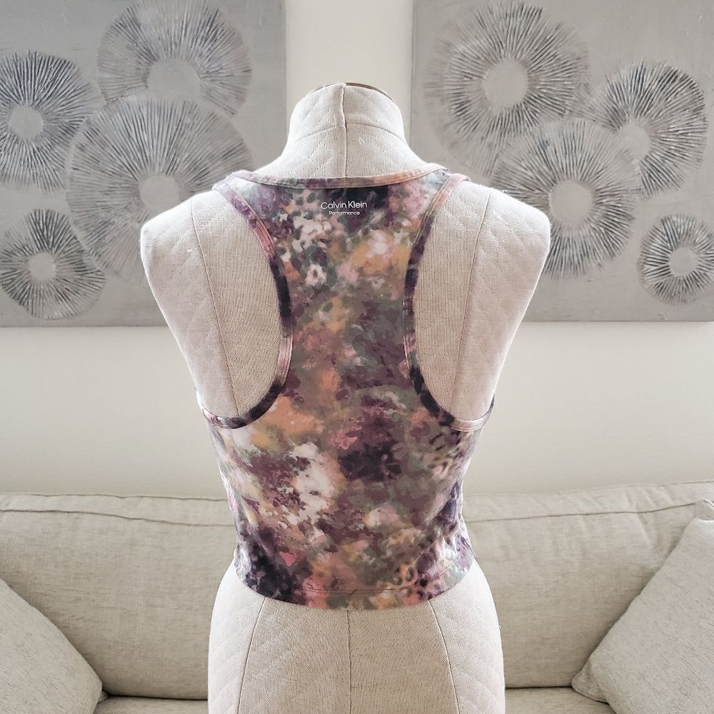 Calvin Klein Performance Printed Racerback Cropped Tank Top - Picture 6 of 13